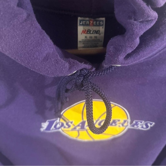 VTG Retro NBA Los Angeles Lakers Purple Graphic Hoodie Sweatshirt Size XL - Picture 2 of 4